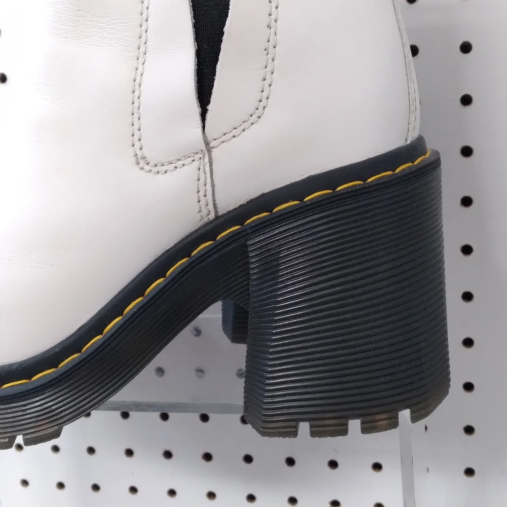 Dr. Martens White Ankle Boots with Black Soles - Picture 4 of 11